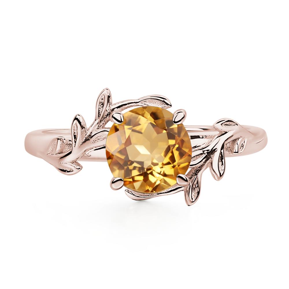 Vine Citrine Solitaire Engagement Ring - LUO Jewelry #metal_14k rose gold