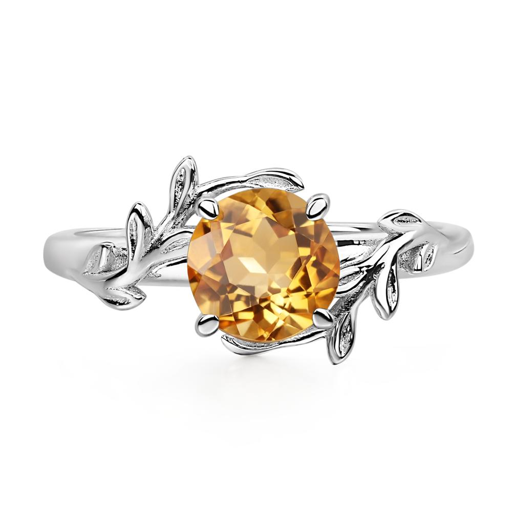 Vine Citrine Solitaire Engagement Ring - LUO Jewelry #metal_14k white gold