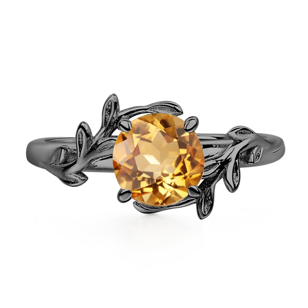 Vine Citrine Solitaire Engagement Ring - LUO Jewelry #metal_black finish sterling silver