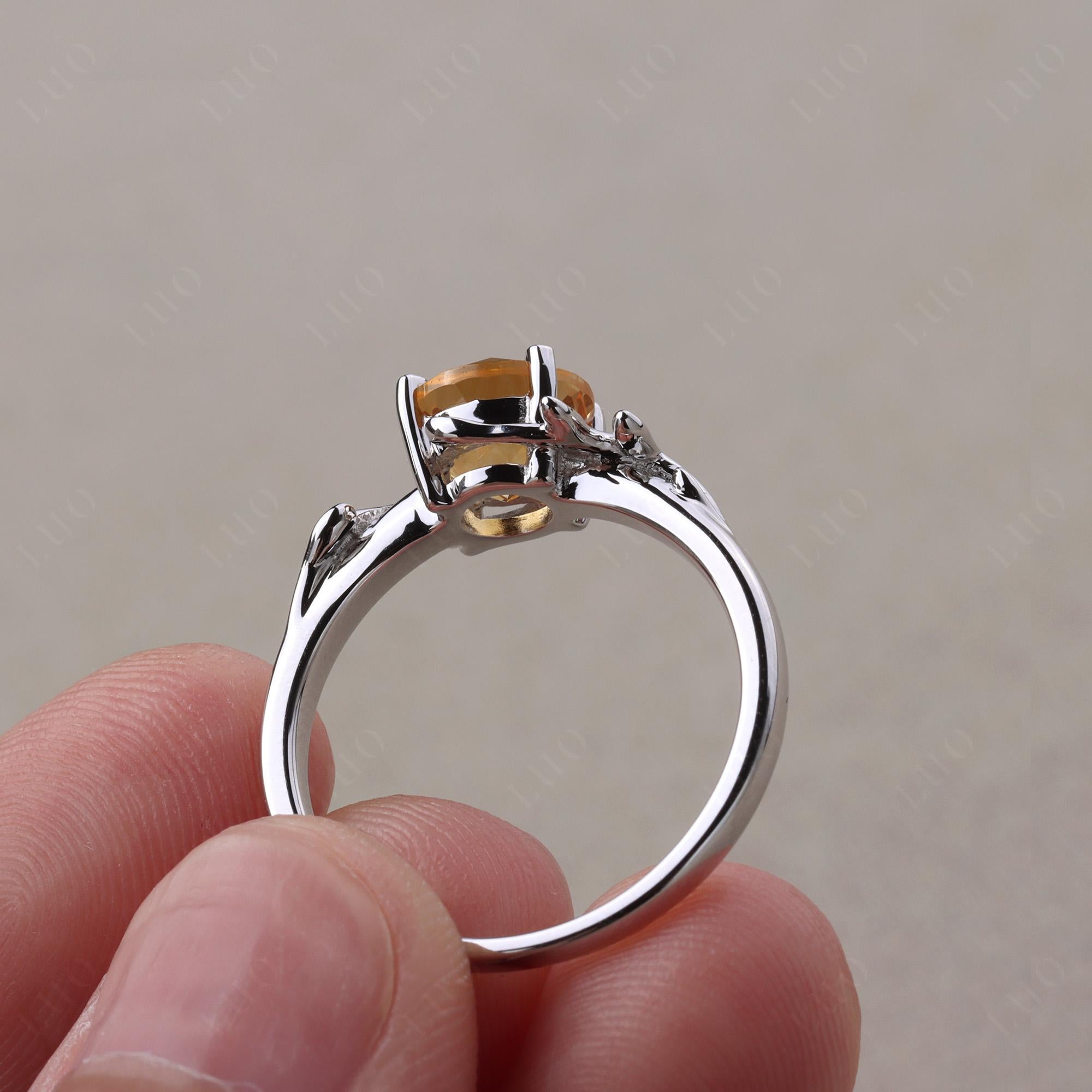 Vine Citrine Solitaire Engagement Ring - LUO Jewelry