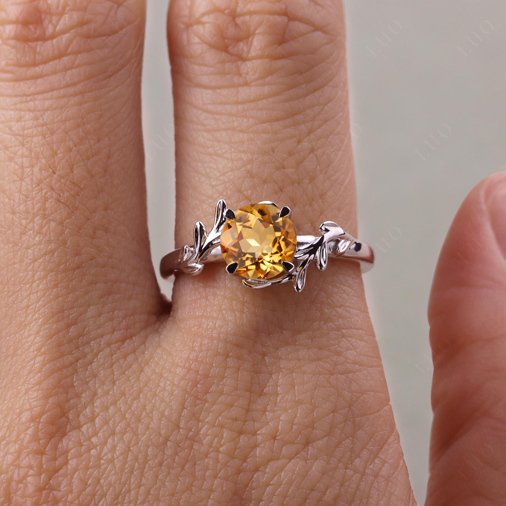 Vine Citrine Solitaire Engagement Ring - LUO Jewelry