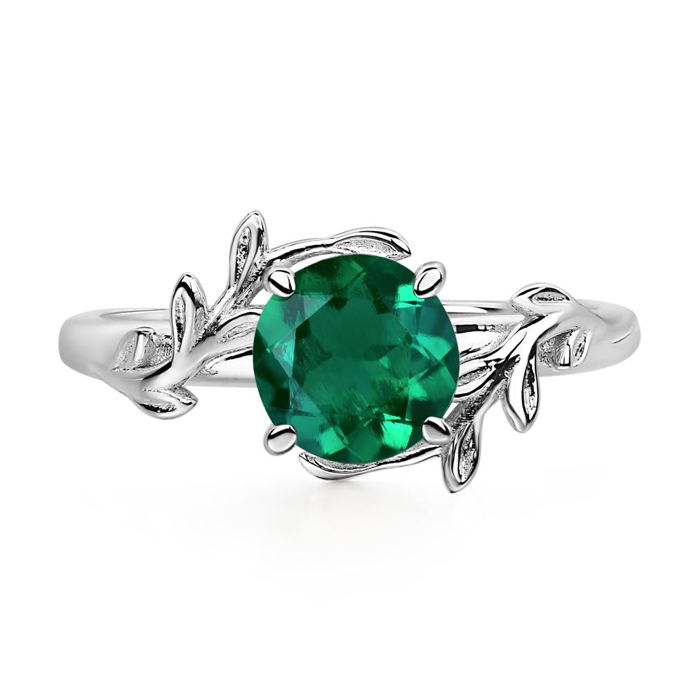 Vine Lab Created Emerald Solitaire Engagement Ring - LUO Jewelry #metal_sterling silver