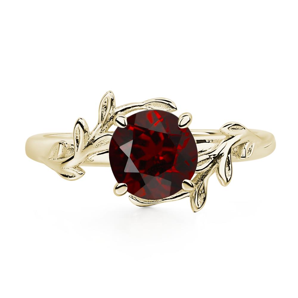 Vine Garnet Solitaire Engagement Ring - LUO Jewelry #metal_14k yellow gold
