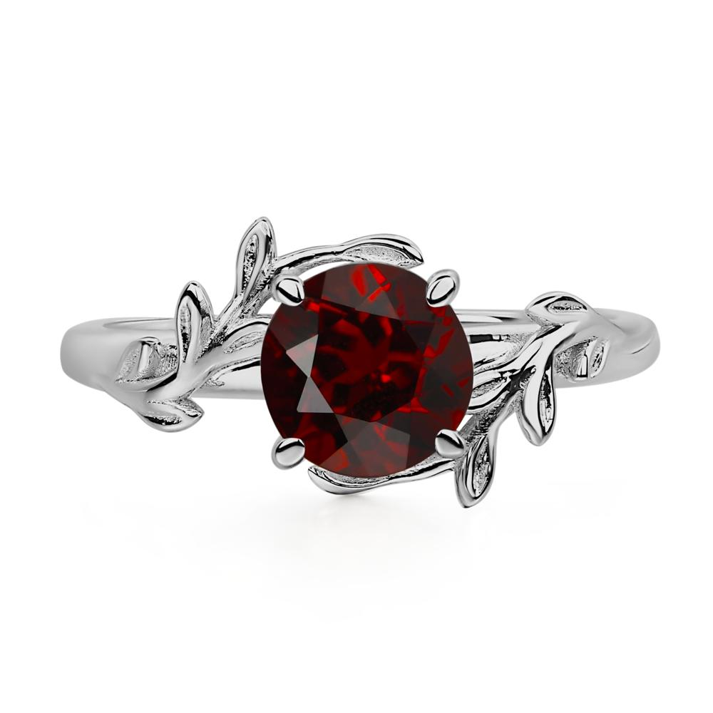 Vine Garnet Solitaire Engagement Ring - LUO Jewelry #metal_platinum