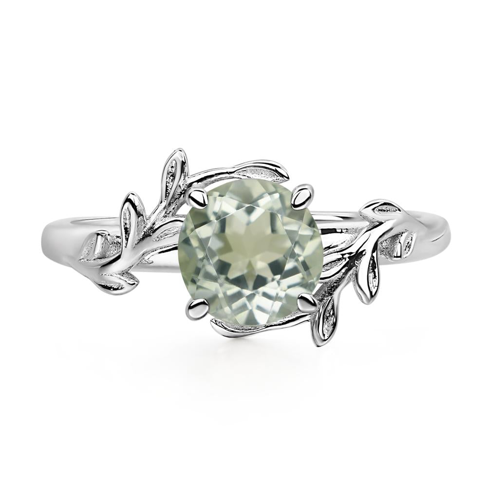 Vine Green Amethyst Solitaire Engagement Ring - LUO Jewelry #metal_14k white gold