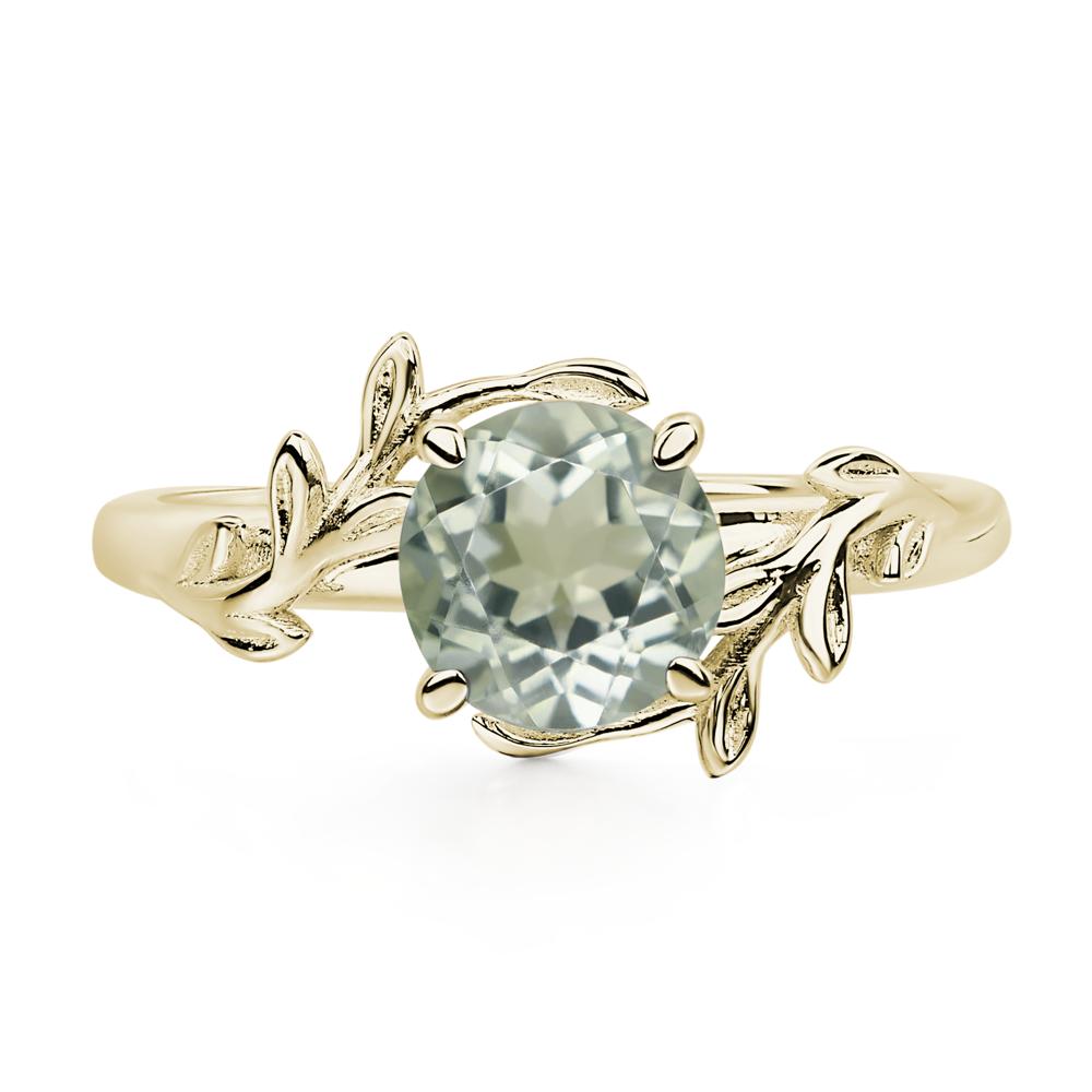 Vine Green Amethyst Solitaire Engagement Ring - LUO Jewelry #metal_14k yellow gold