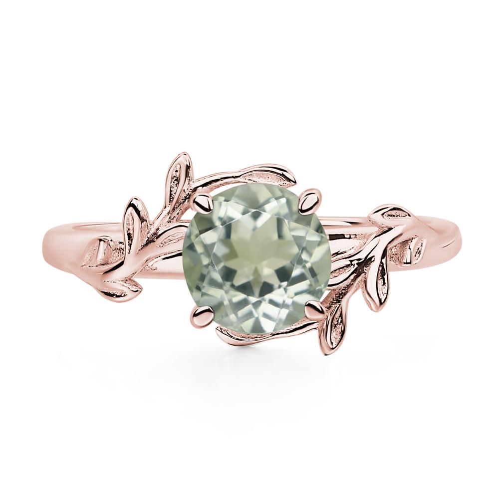 Vine Green Amethyst Solitaire Engagement Ring - LUO Jewelry #metal_18k rose gold