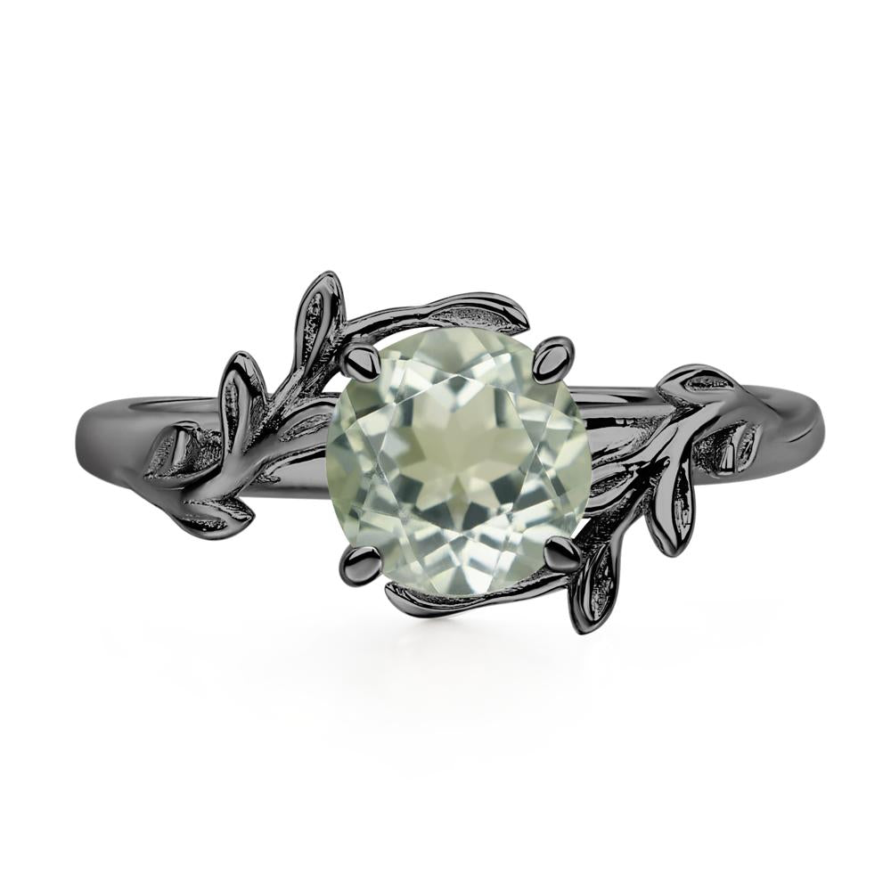Vine Green Amethyst Solitaire Engagement Ring - LUO Jewelry #metal_black finish sterling silver