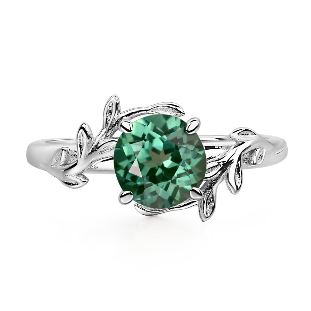 Vine Green Sapphire Solitaire Engagement Ring - LUO Jewelry #metal_14k white gold