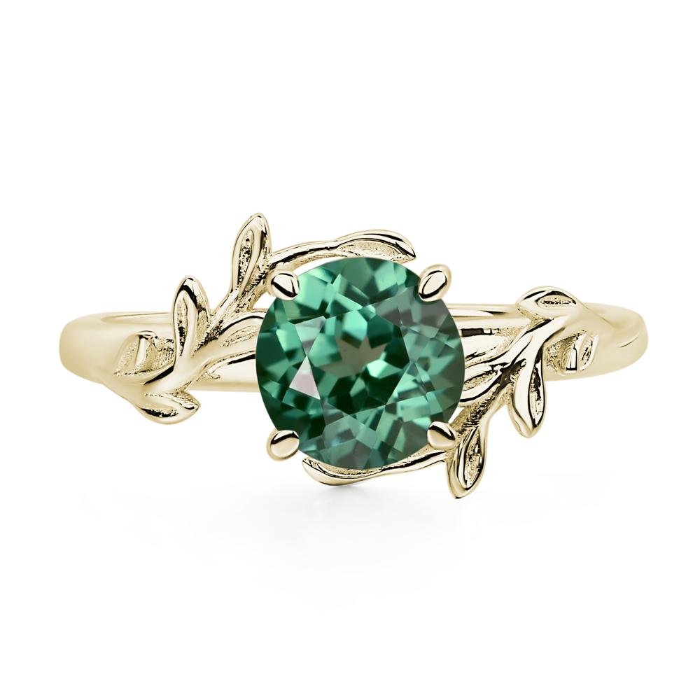 Vine Green Sapphire Solitaire Engagement Ring - LUO Jewelry #metal_14k yellow gold