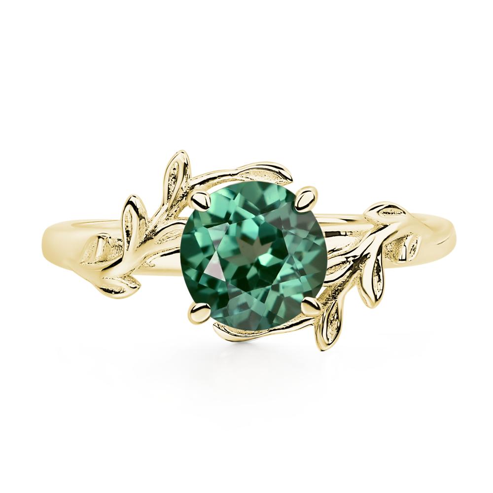 Vine Green Sapphire Solitaire Engagement Ring - LUO Jewelry #metal_18k yellow gold