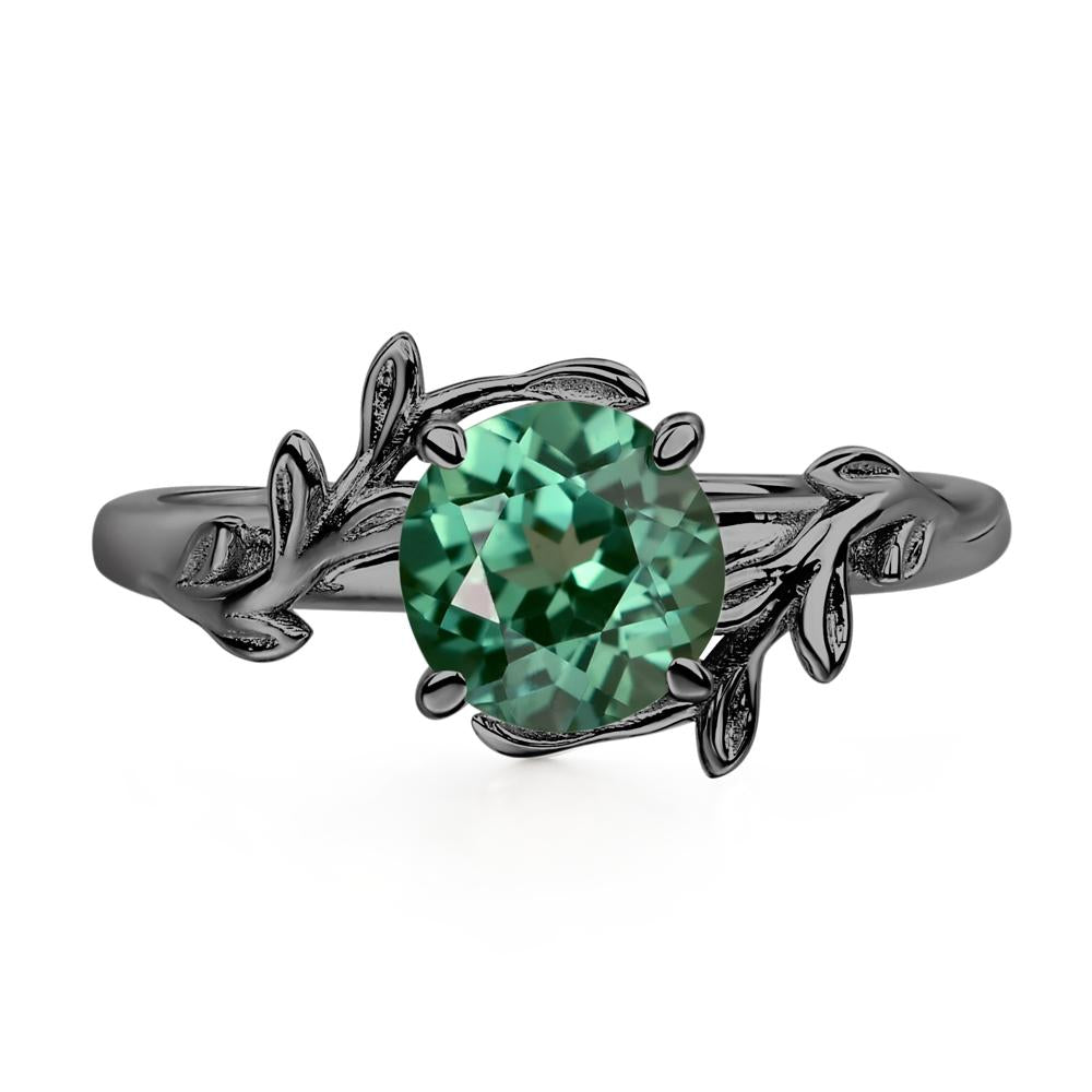 Vine Green Sapphire Solitaire Engagement Ring - LUO Jewelry #metal_black finish sterling silver