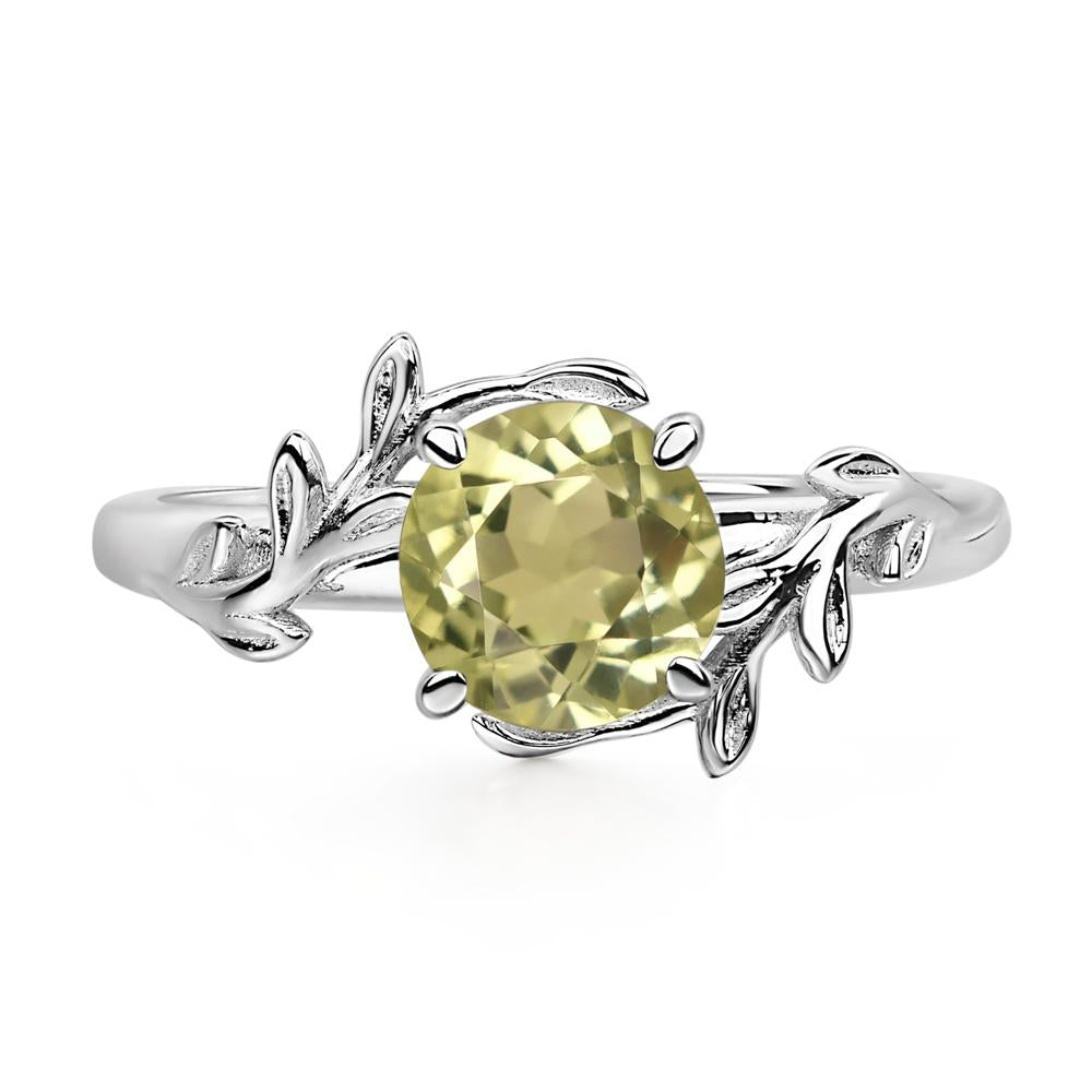 Vine Lemon Quartz Solitaire Engagement Ring - LUO Jewelry #metal_14k white gold