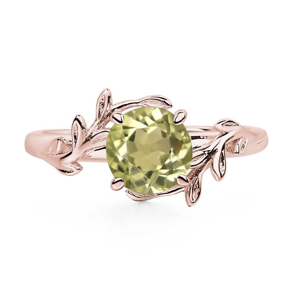 Vine Lemon Quartz Solitaire Engagement Ring - LUO Jewelry #metal_18k rose gold