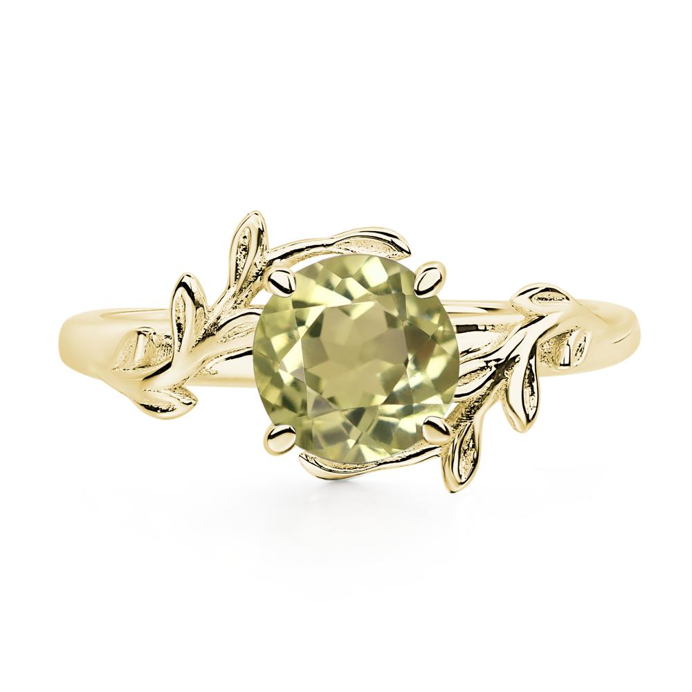 Vine Lemon Quartz Solitaire Engagement Ring - LUO Jewelry #metal_18k yellow gold