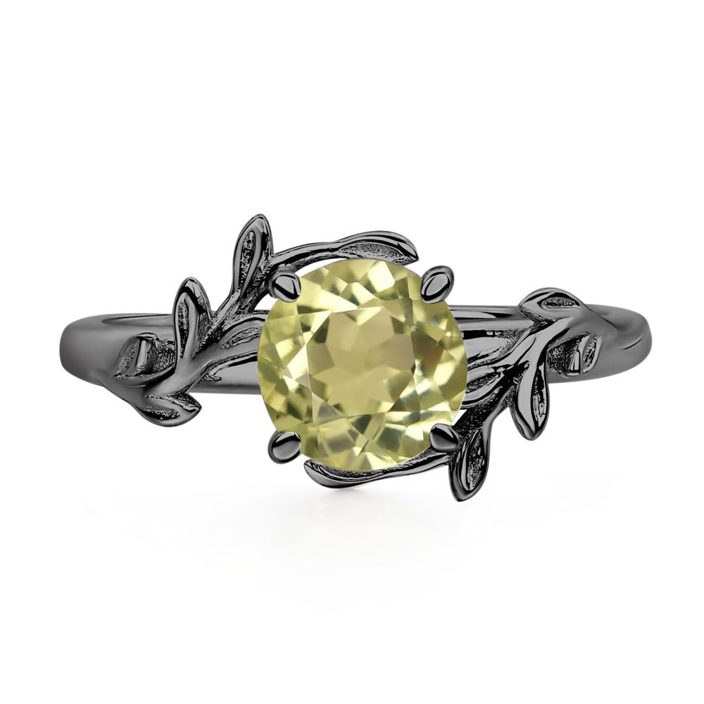 Vine Lemon Quartz Solitaire Engagement Ring - LUO Jewelry #metal_black finish sterling silver