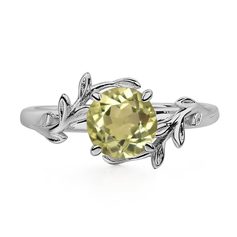 Vine Lemon Quartz Solitaire Engagement Ring - LUO Jewelry #metal_platinum