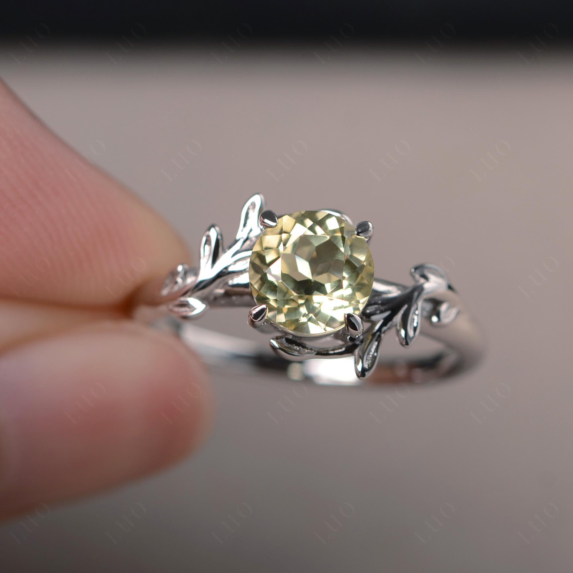 Vine Lemon Quartz Solitaire Engagement Ring - LUO Jewelry