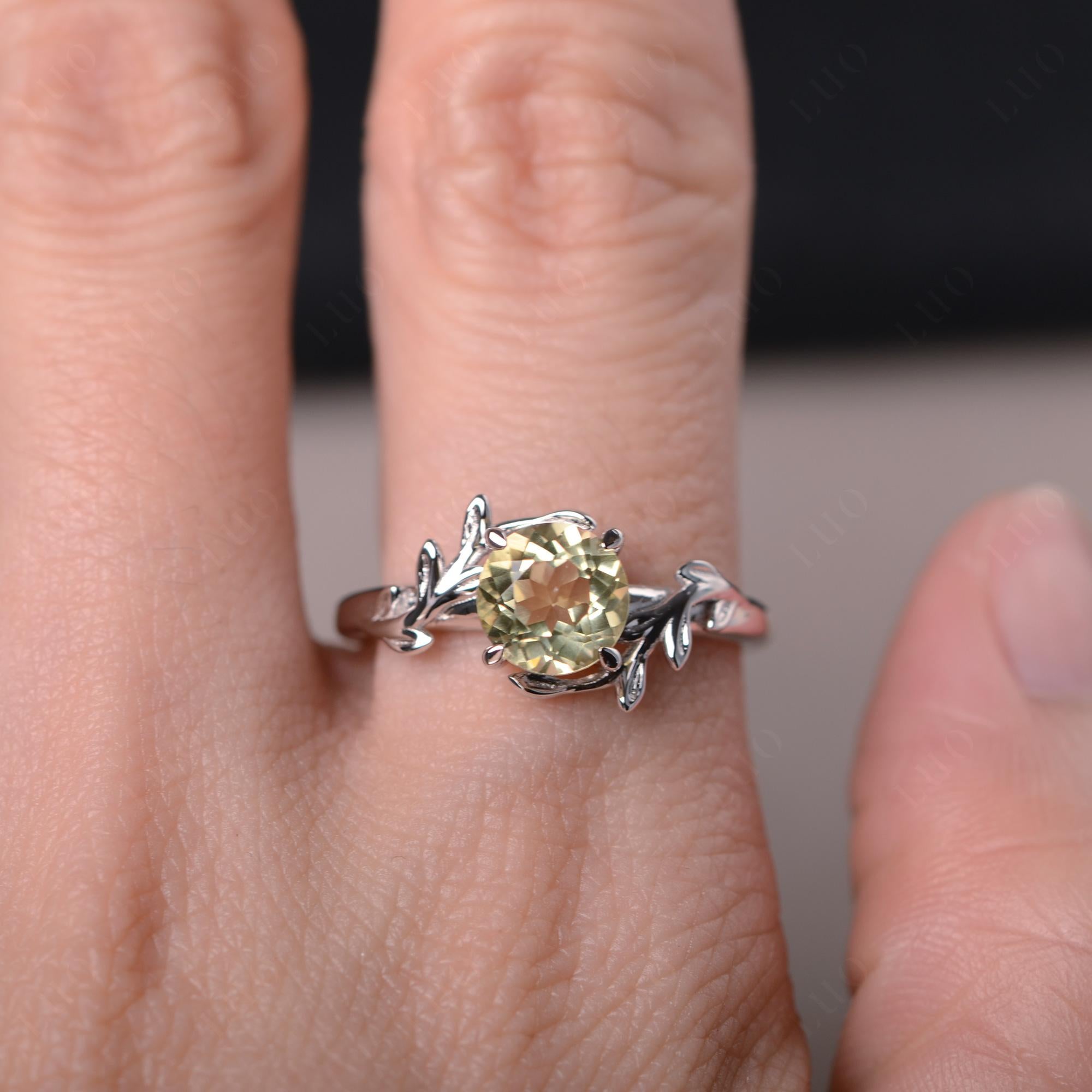 Vine Lemon Quartz Solitaire Engagement Ring - LUO Jewelry