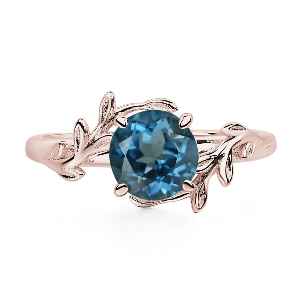 Vine London Blue Topaz Solitaire Engagement Ring - LUO Jewelry #metal_14k rose gold