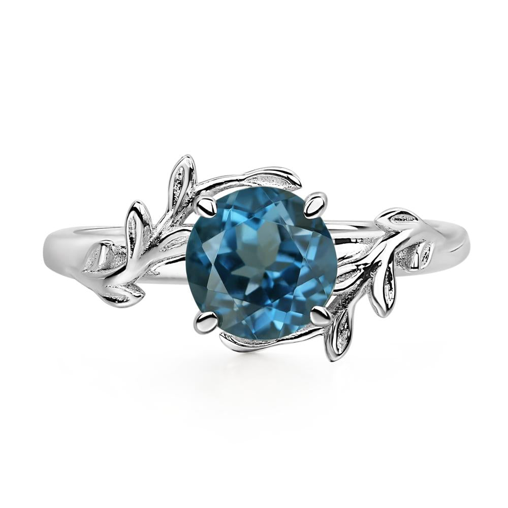 Vine London Blue Topaz Solitaire Engagement Ring - LUO Jewelry #metal_14k white gold