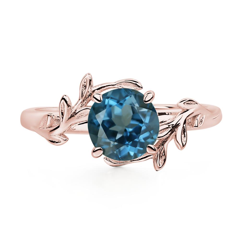 Vine London Blue Topaz Solitaire Engagement Ring - LUO Jewelry #metal_18k rose gold
