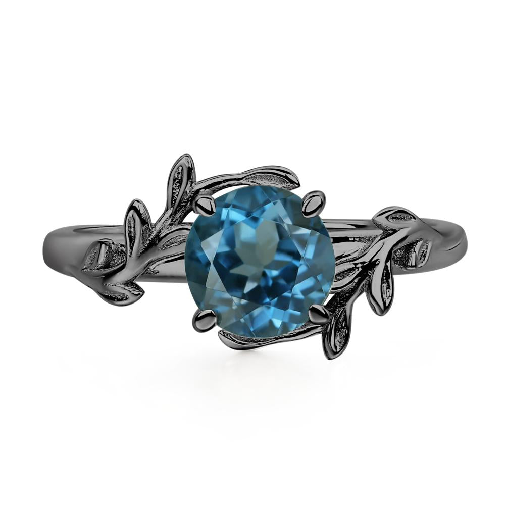 Vine London Blue Topaz Solitaire Engagement Ring - LUO Jewelry #metal_black finish sterling silver