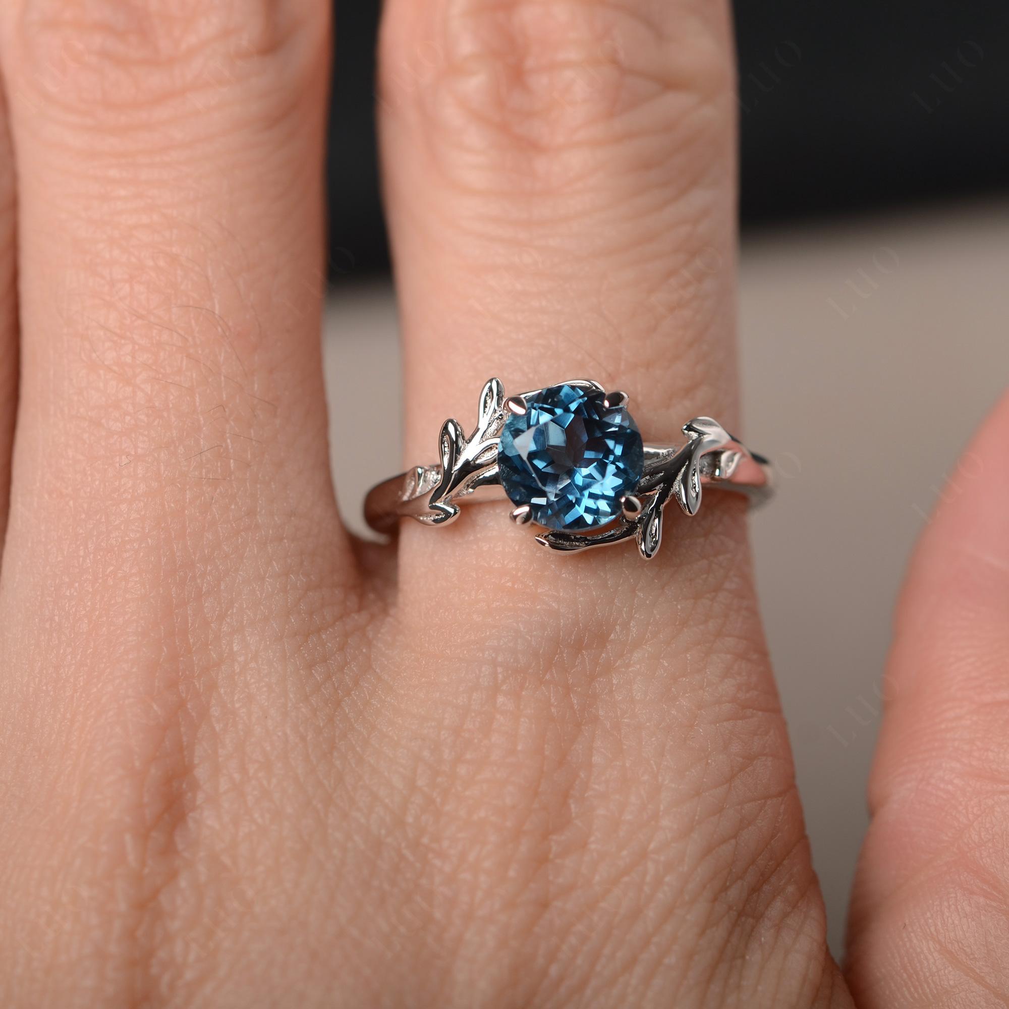 Vine London Blue Topaz Solitaire Engagement Ring - LUO Jewelry