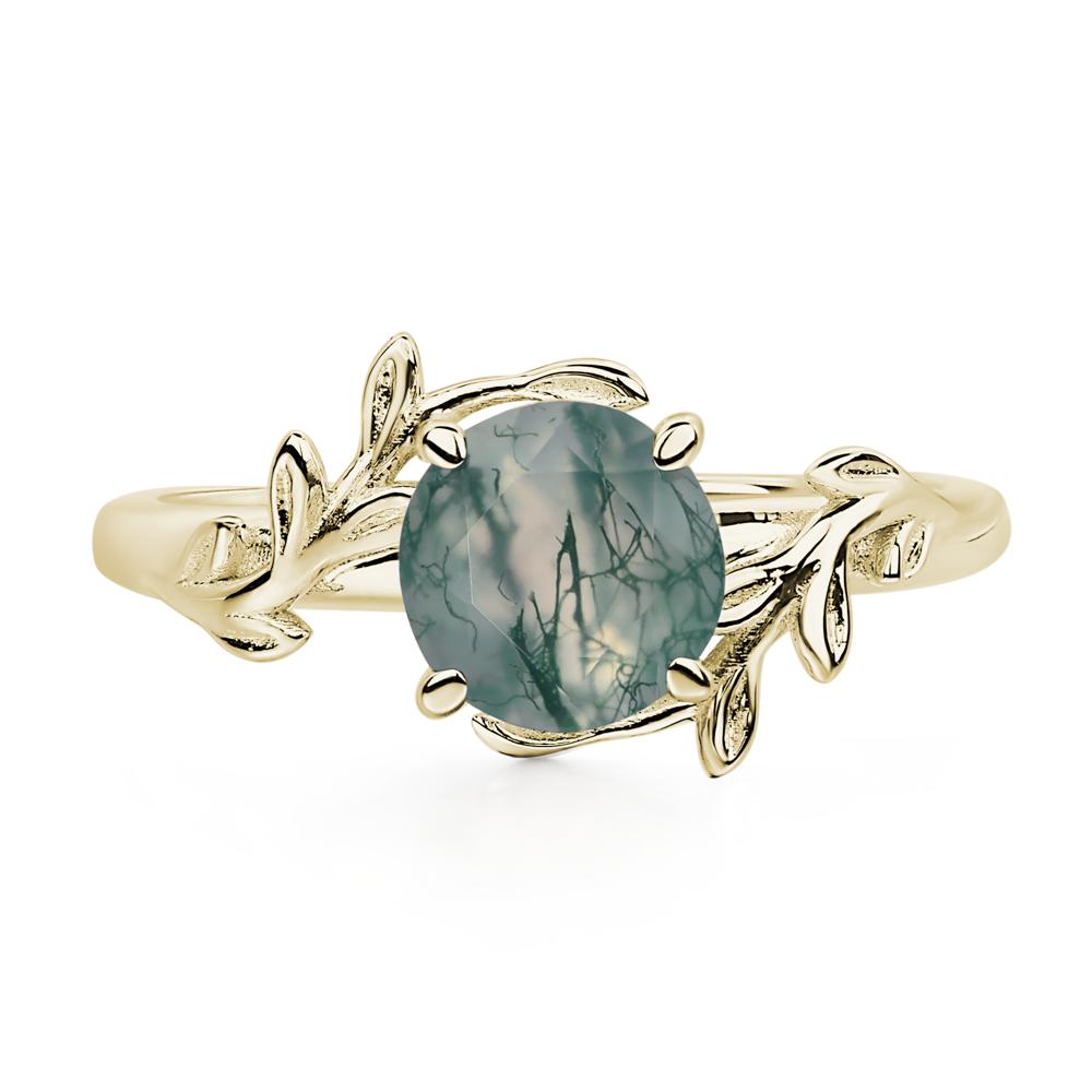 Vine Moss Agate Solitaire Engagement Ring - LUO Jewelry #metal_14k yellow gold