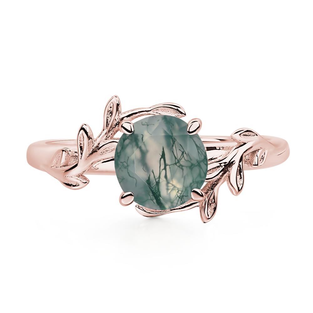 Vine Moss Agate Solitaire Engagement Ring - LUO Jewelry #metal_18k rose gold