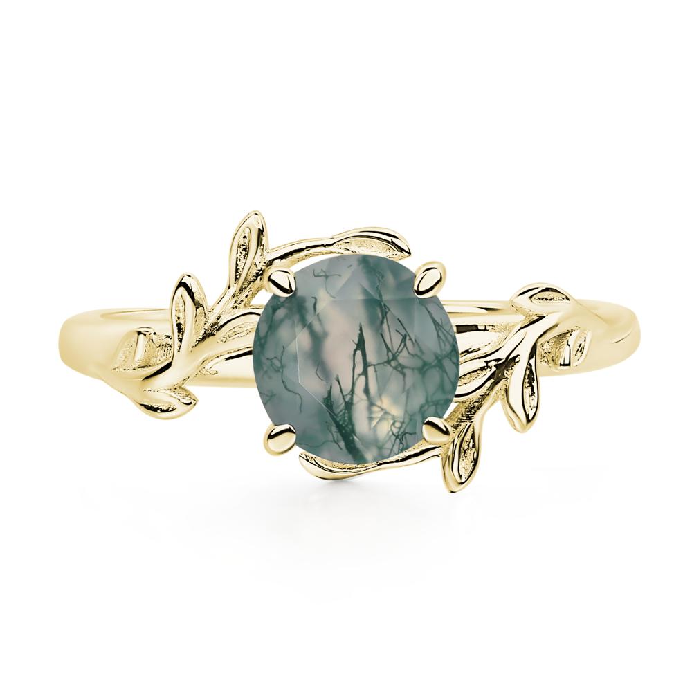 Vine Moss Agate Solitaire Engagement Ring - LUO Jewelry #metal_18k yellow gold