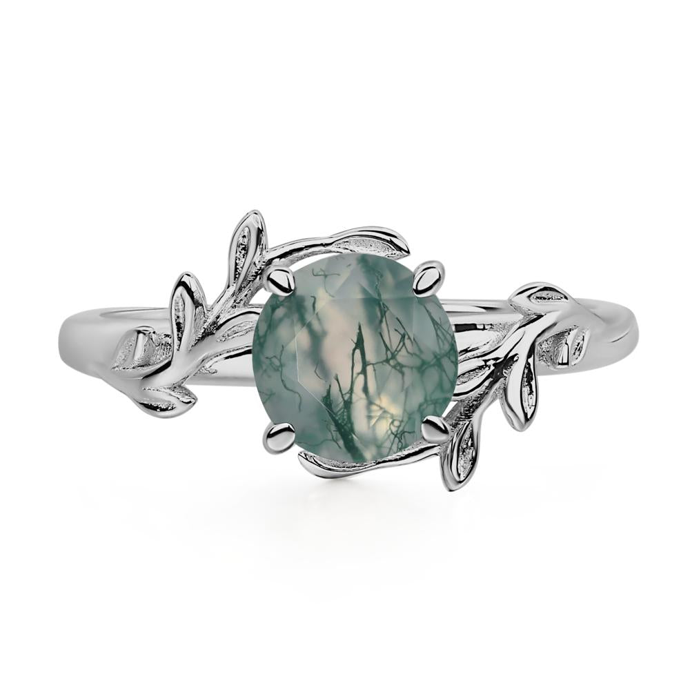 Vine Moss Agate Solitaire Engagement Ring - LUO Jewelry #metal_platinum