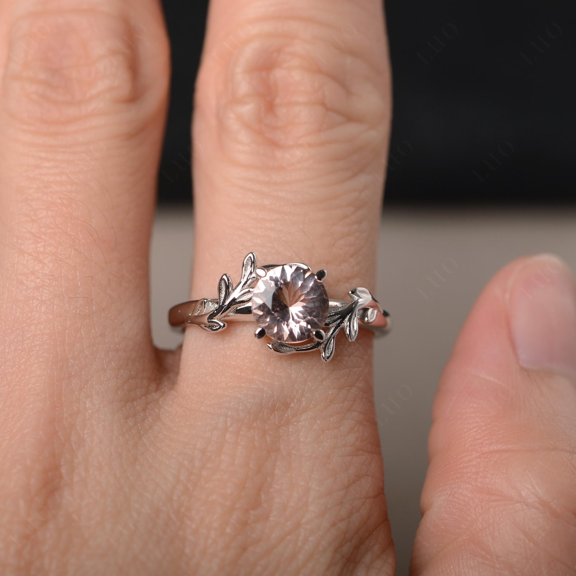 Vine Morganite Solitaire Engagement Ring - LUO Jewelry
