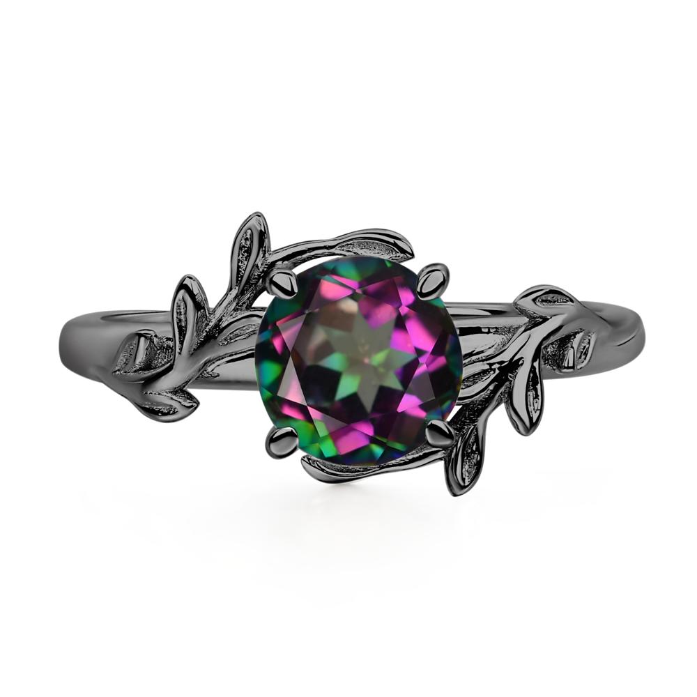 Vine Mystic Topaz Solitaire Engagement Ring - LUO Jewelry #metal_black finish sterling silver