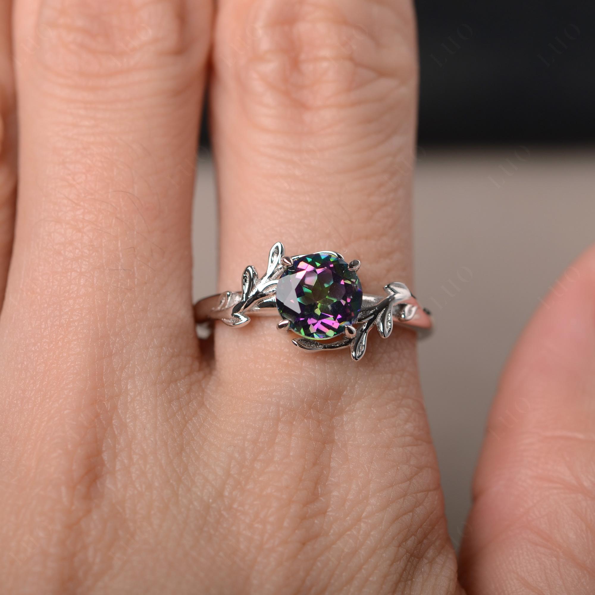 Vine Mystic Topaz Solitaire Engagement Ring - LUO Jewelry