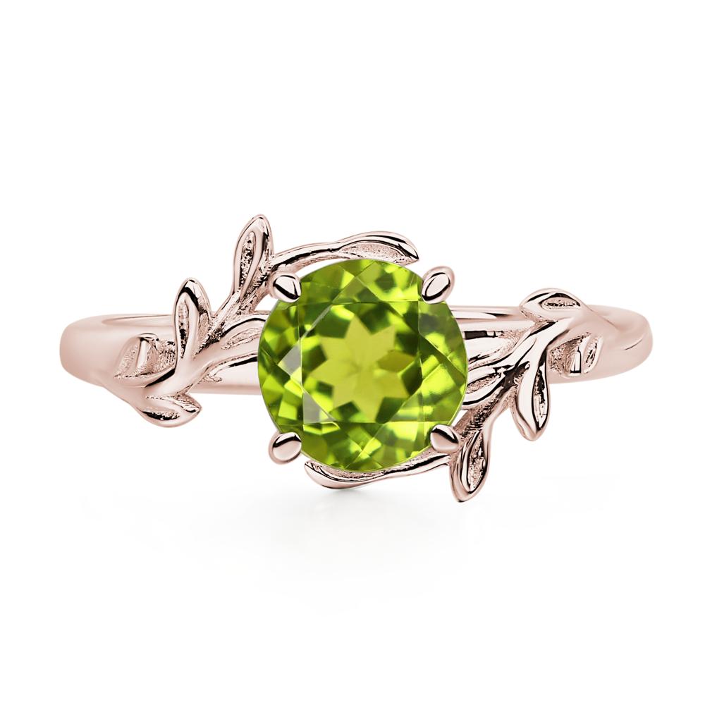 Vine Peridot Solitaire Engagement Ring - LUO Jewelry #metal_14k rose gold