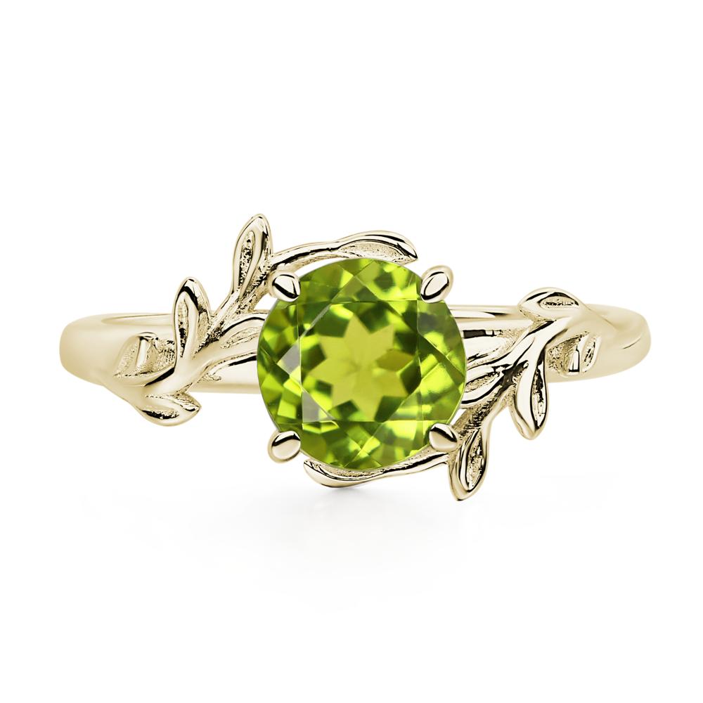 Vine Peridot Solitaire Engagement Ring - LUO Jewelry #metal_14k yellow gold