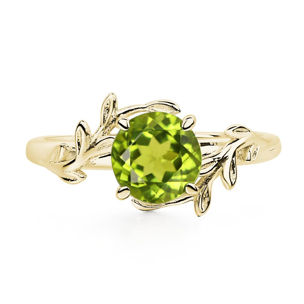 Vine Peridot Solitaire Engagement Ring - LUO Jewelry #metal_18k yellow gold