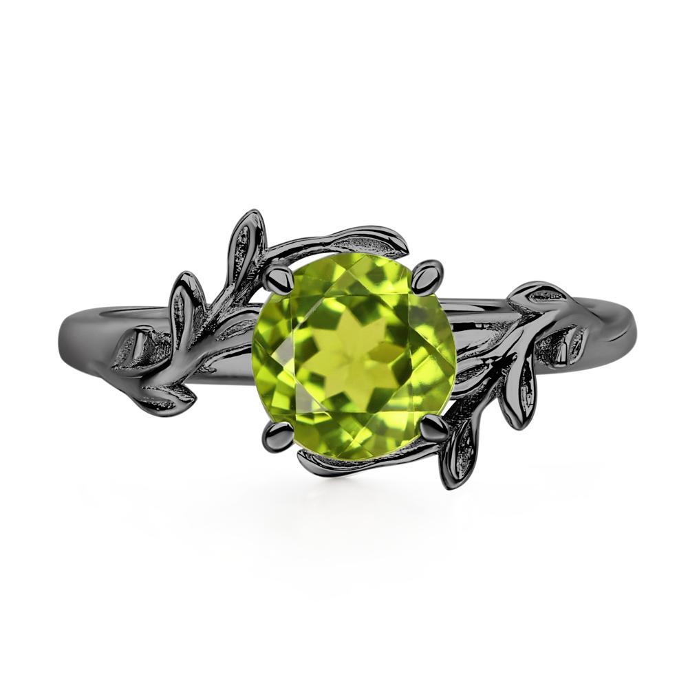 Vine Peridot Solitaire Engagement Ring - LUO Jewelry #metal_black finish sterling silver