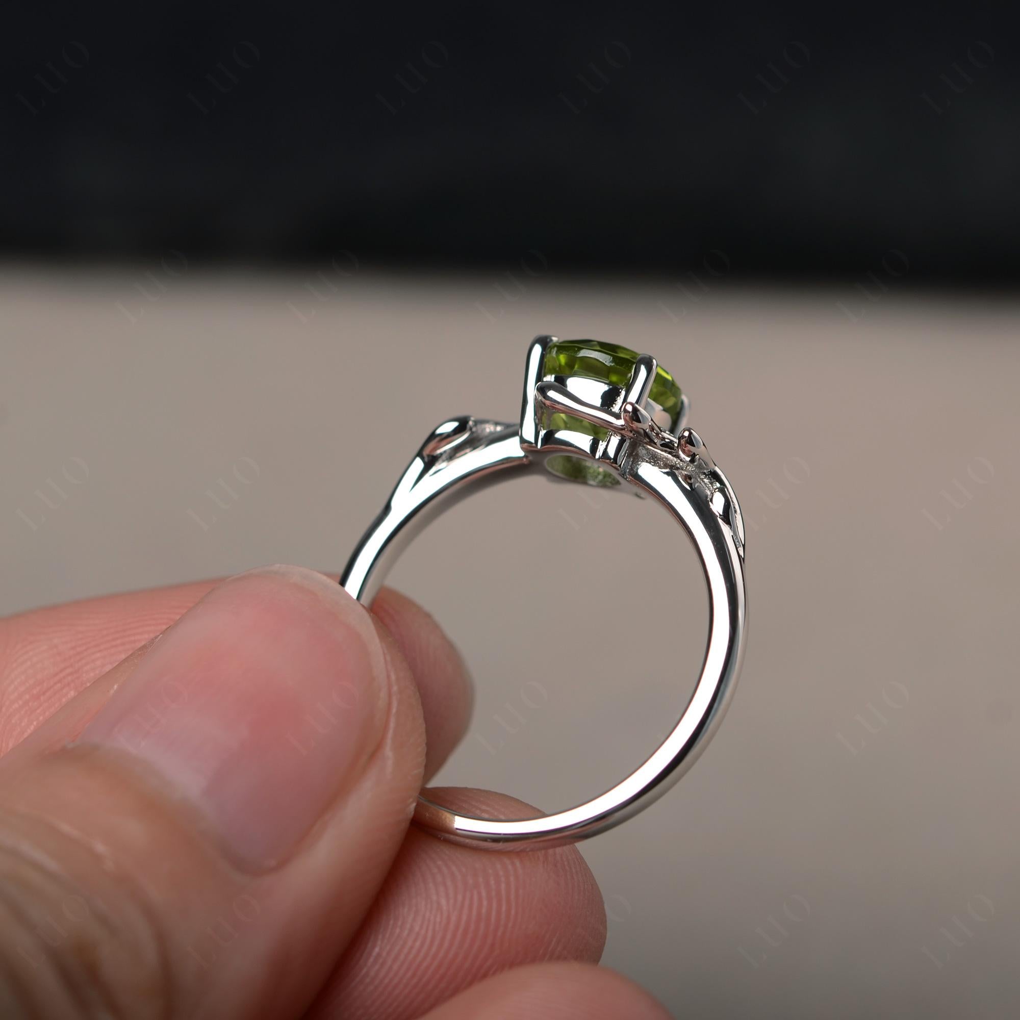 Vine Peridot Solitaire Engagement Ring - LUO Jewelry