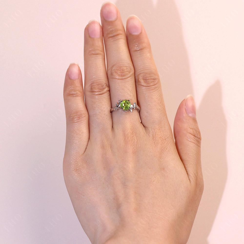 Vine Peridot Solitaire Engagement Ring - LUO Jewelry