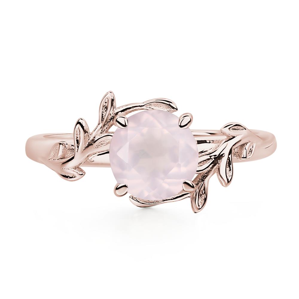 Vine Rose Quartz Solitaire Engagement Ring - LUO Jewelry #metal_14k rose gold