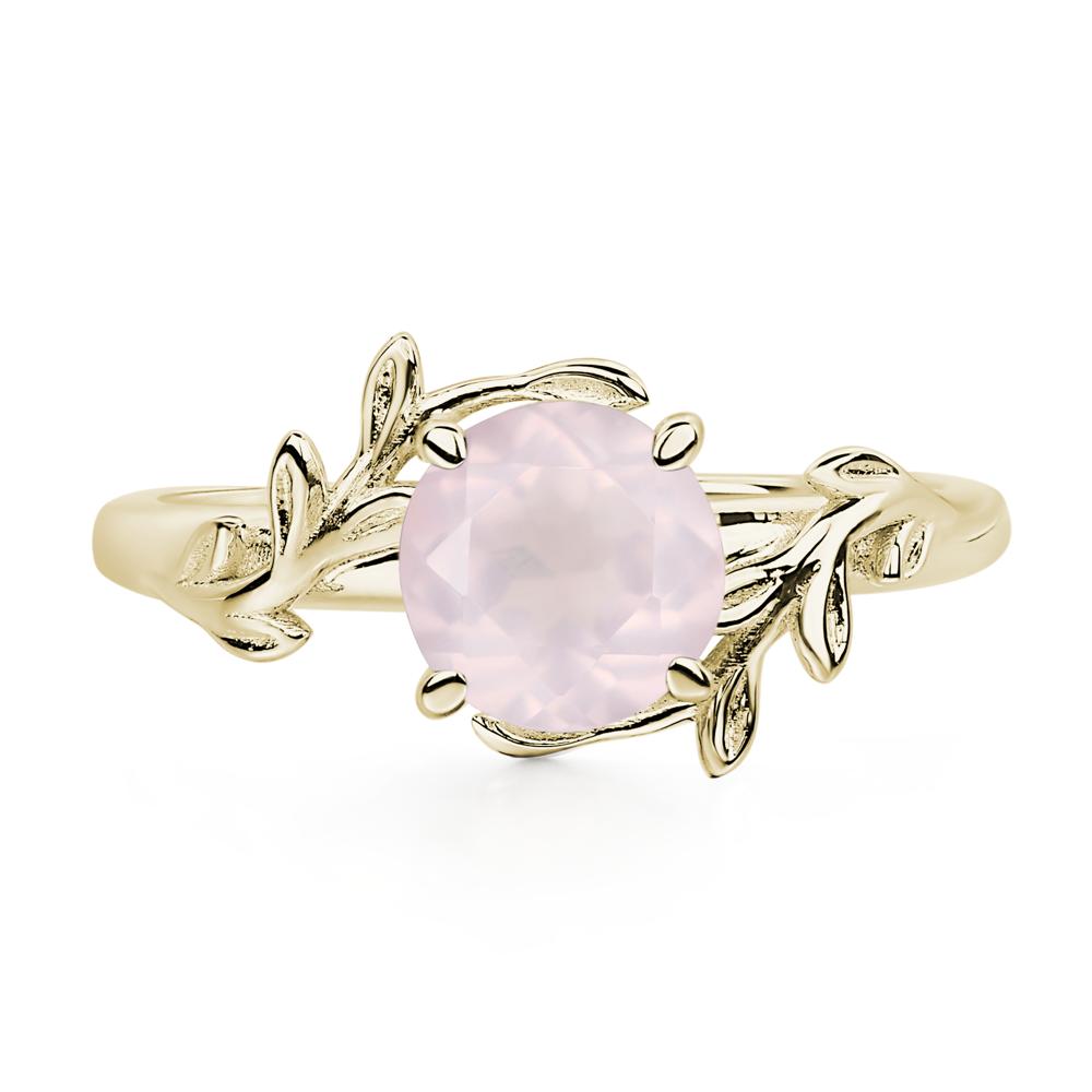 Vine Rose Quartz Solitaire Engagement Ring - LUO Jewelry #metal_14k yellow gold