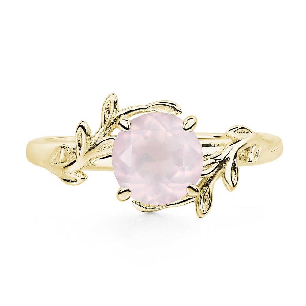 Vine Rose Quartz Solitaire Engagement Ring - LUO Jewelry #metal_18k yellow gold