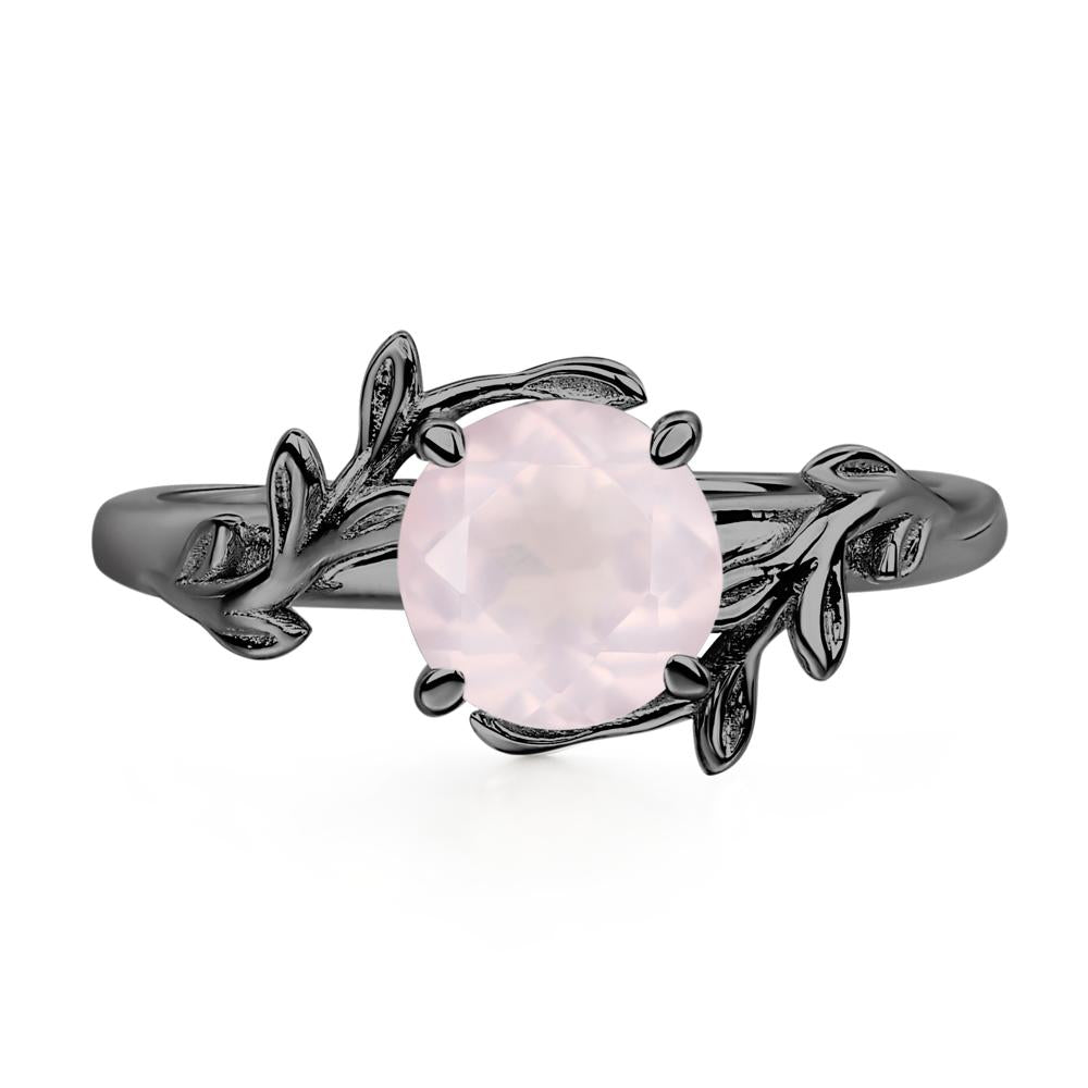 Vine Rose Quartz Solitaire Engagement Ring - LUO Jewelry #metal_black finish sterling silver