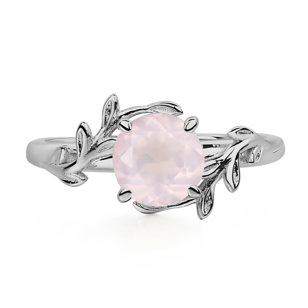 Vine Rose Quartz Solitaire Engagement Ring - LUO Jewelry #metal_platinum