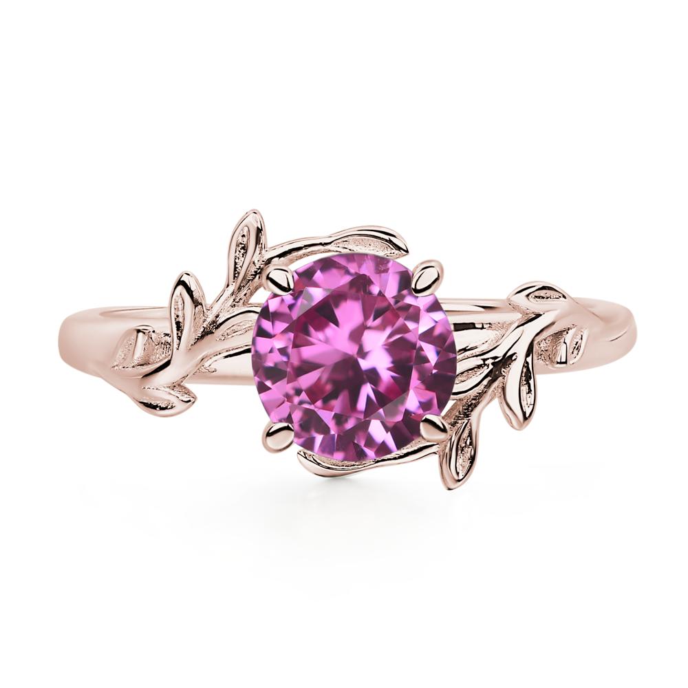 Vine Lab Pink Sapphire Solitaire Engagement Ring - LUO Jewelry #metal_14k rose gold