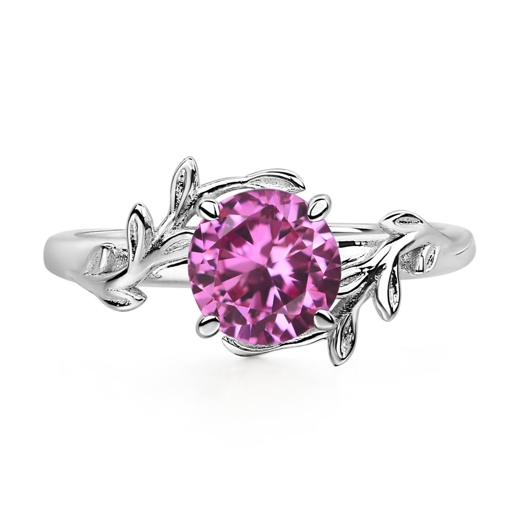 Vine Lab Pink Sapphire Solitaire Engagement Ring - LUO Jewelry #metal_14k white gold