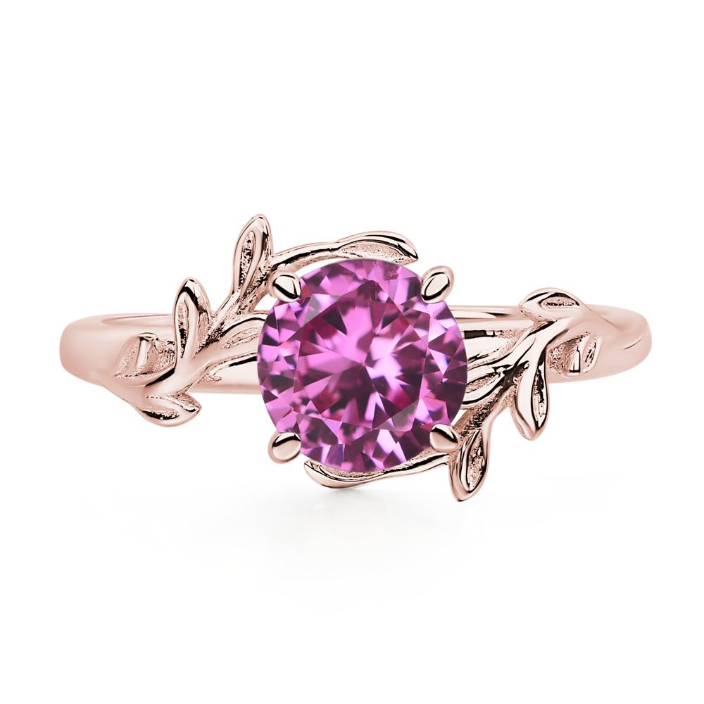 Vine Lab Pink Sapphire Solitaire Engagement Ring - LUO Jewelry #metal_18k rose gold