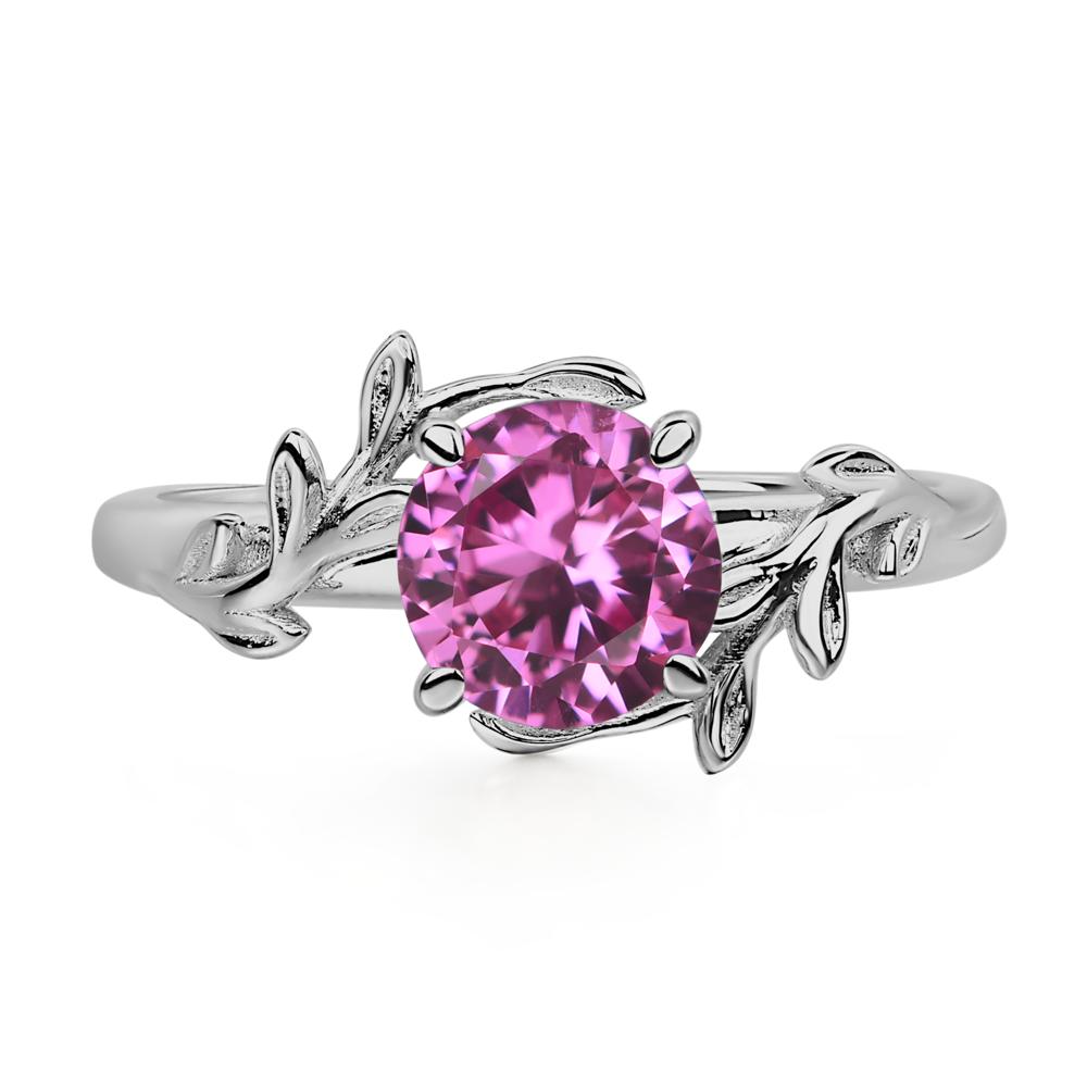 Vine Lab Pink Sapphire Solitaire Engagement Ring - LUO Jewelry #metal_platinum